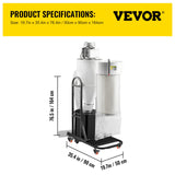 VEVOR 2 HP Dust Collector, Portable Cyclone Dust Collector, 1,500 CFM Woodworking Dust Collector with 13.2-Gallon Collection Drum and Mobile Base, VEVOR