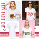 Women's V-Neck Sublimation T-Shirt 4-Pack - Blank White Short Sleeve Shirts (Small) Tarpop