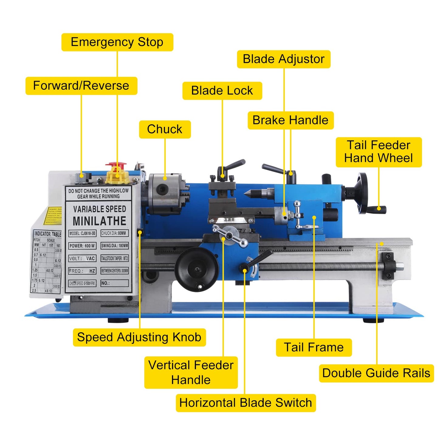 BestEquip Metal Lathe 7" x 14",Mini Metal Lathe 0-2500 RPM Variable Speed,Mini Lathe with 4" 3-jaw Chuck,Bench Top Metal Lathe, Benchtop Lathe, for