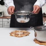 Wooden Trivets for Hot Dishes - 2 pcs Natural Handmade Wood Trivet Mat - Sturdy and Durable 7.5'' Kitchen Hot Pads - Wooden Trivet Frame for Hot Pots KIBS group