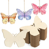 Wooden Butterfly Ornaments to Paint Spring Decoration Cutouts Unfinished 24PCS 3.5 x 3 inches, DIY Blank Unfinished Wood Discs Ornament for Home Sophena