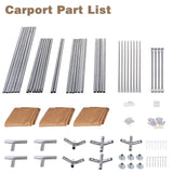 PHI VILLA 10x20 ft Heavy Duty Carport Car Canopy Garage Extra Storage Shelter Boat Party Tents Shed with Removable Sidewalls and Doors, Beige PHI VILLA