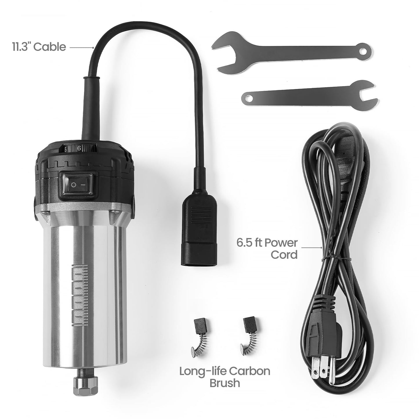 NymoLabs 7000-30000RPM CNC Router Spindle Motor with 1/8" ER11 Collet Set, 710W/110V, Upgraded for Most CNC Machines with 65mm Spindle Mount - WoodArtSupply