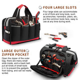 Pnochoo Waterproof Tool Bags for Men or Women, 16-inch Wide Mouth Tool Tote Bag with 25 Pockets for Tool Organizer & Storage, with Adjustable pnochoo