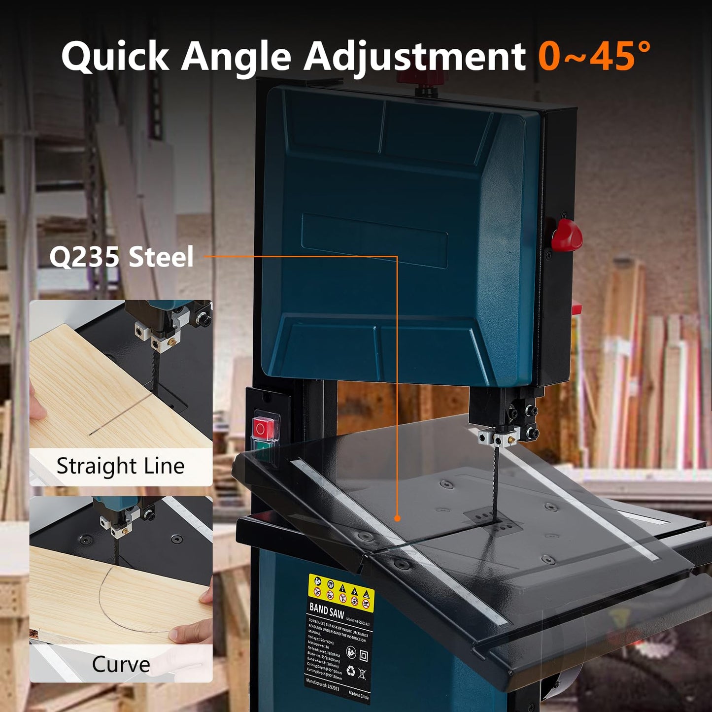 8 Inch Band Saw, 0-45 Tilting Range, 3A & 1800RPM Pure Copper Motor Bandsaw, Benchtop Band Saw with Fence and Miter Gauge, for Woodworking Aluminum - WoodArtSupply