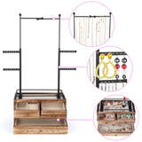 Jewelry Organizer - 2 Layer Wooden Jewelry Drawer Storage Box with 6 Tier Jewelry Tree Stand, Jewelry Display for Necklaces Bracelet Earring Ring Olakee
