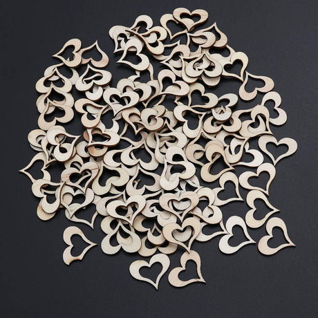 Amosfun Wooden Heart Slice Hollow Love Hanging Tags DIY Craft Embellishments Decoration for Wedding Gift 50Pcs Amosfun