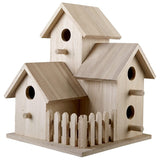 8" Triple Wooden Birdhouse by Make Market - Unfinished Birdhouse Made of 100% Wood, Outdoor Nesting Boxes - Bulk 8 Pack Make Market