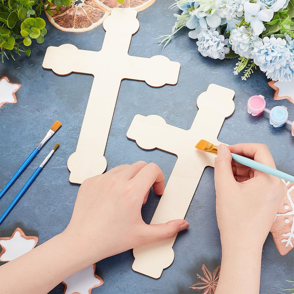 OLYCRAFT 2Pcs Unfinished Wood Pieces 6.6x9.8 Inch Cross Wood Pieces Cutout Unfinished Wood Undyed Wood Cross Slices Blank Wood Slices for DIY Crafts OLYCRAFT