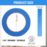 EFOK Blue Painters Tape 1 Inch Bulk - Paint Tape 20 Rolls x 1 Inch x 55 Yards - Painter's Tape Blue Masking Tape for Walls Painting Packing EFOK