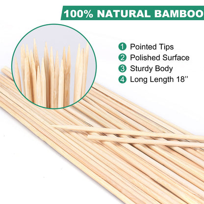40 Pack 18'' Natural Bamboo Plant Stakes, Wood Plant Supports, Wood Garden Sticks for Plants Tomato Floral Potted, Wooden Sign Posting Garden Sticks