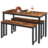 HOOBRO Dining Benches, Pair of 2 Benches, Industrial Style Indoor Benches, Durable Metal Frame, for Kitchen, Dining Room, Living Room, Rustic Brown HOOBRO