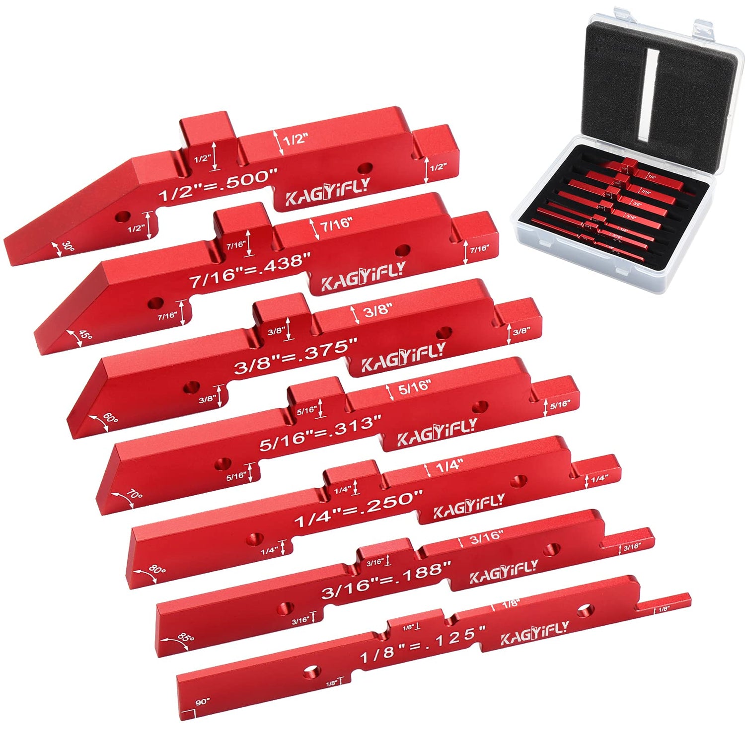 KAGYIFLY Router Table Setup Bars, 7pcs Aluminum Precision Setup Blocks Height Gauge Set for Router Table Saw Accessories and Angle Woodworking Set KAGYIFLY