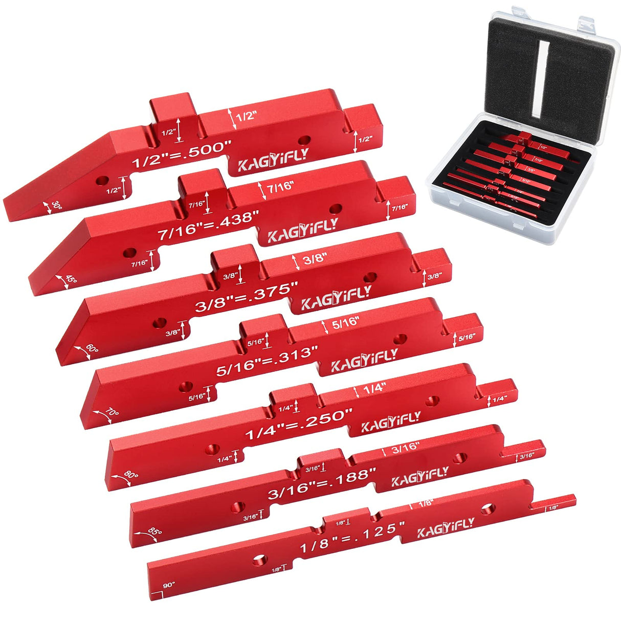 KAGYIFLY Router Table Setup Bars, 7pcs Aluminum Precision Setup Blocks Height Gauge Set for Router Table Saw Accessories and Angle Woodworking Set KAGYIFLY