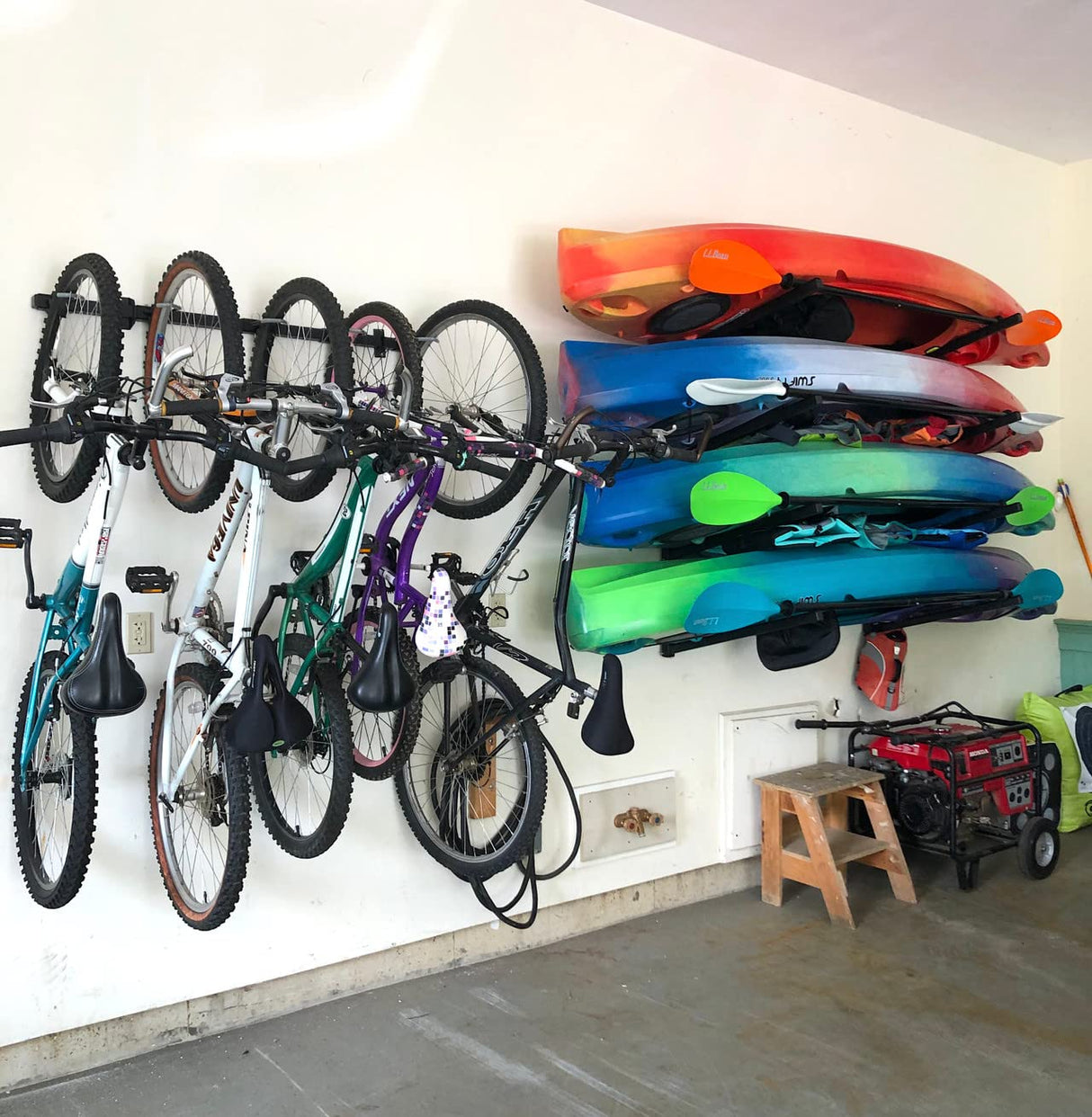 StoreYourBoard Bike Storage Rack, Holds 5 Bicycles, Home and Garage Organizer, Adjustable Wall Hanger Mount StoreYourBoard