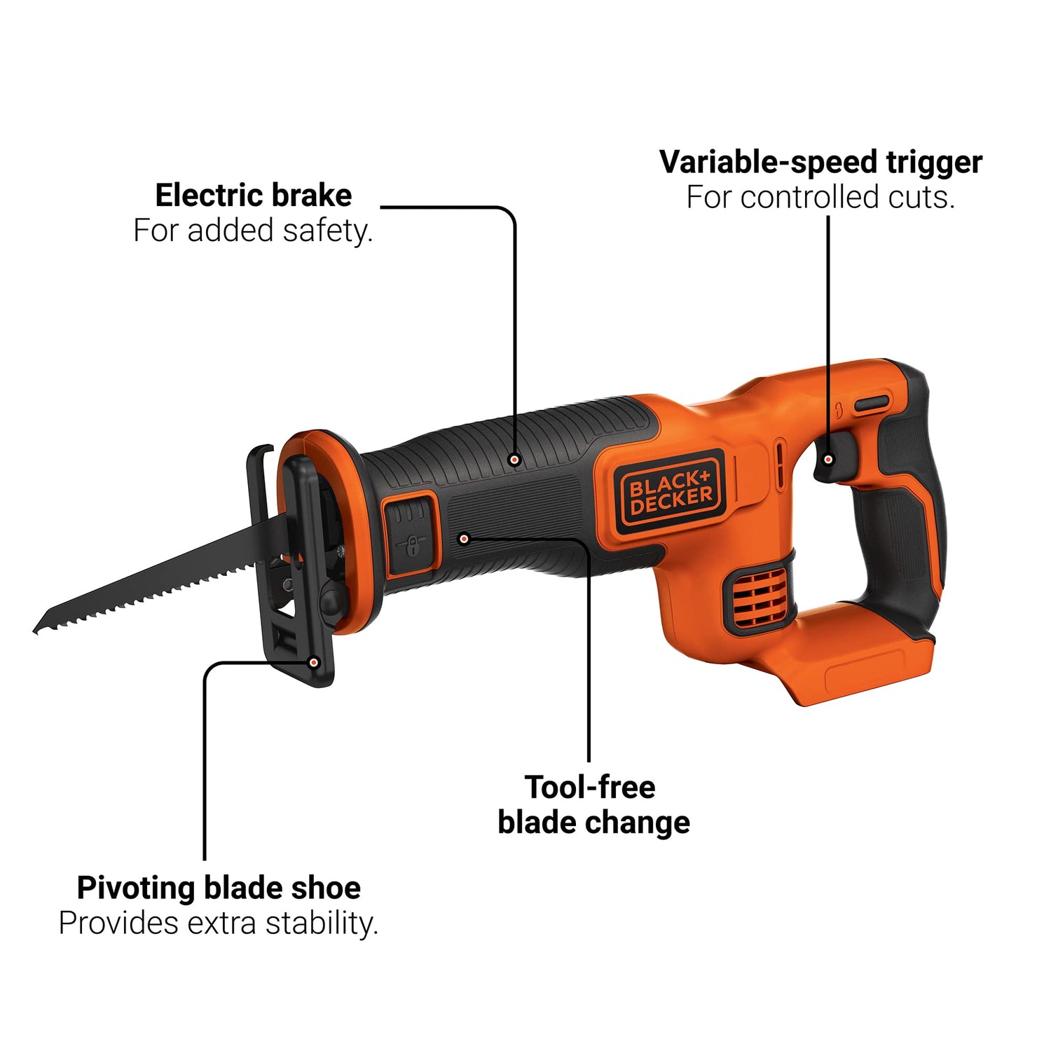 BLACK+DECKER 20V MAX* POWERCONNECT 7/8 in. Cordless Reciprocating Saw (BDCR20B) BLACK+DECKER