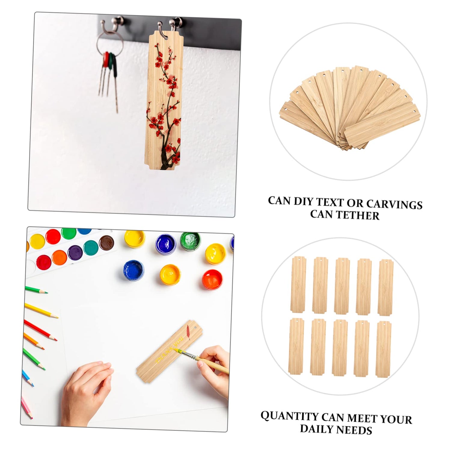 VILLCASE 20 pcs Wooden Blank Bookmark Blank Bookmarks to Decorate Decorative Bookmark Unfinished Wooden Bookmarks DIY Book Page Marker Blank Wooden VILLCASE