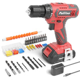 PULITUO Cordless Drill Set, 20V Electric Power Drill with Battery And Charger, Torque 30N, 21+1 Torque Setting, 2 Various Speed, with 43pcs Drill PULITUO