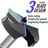 Vouyar 3 Inch Forstner Drill Bit, Triple-Flute Carbide Tipped Forstner Bit for Hard Wood, Soft Wood, Veneered Plywood, Plastic, Drilling Hole Saw Vouyar