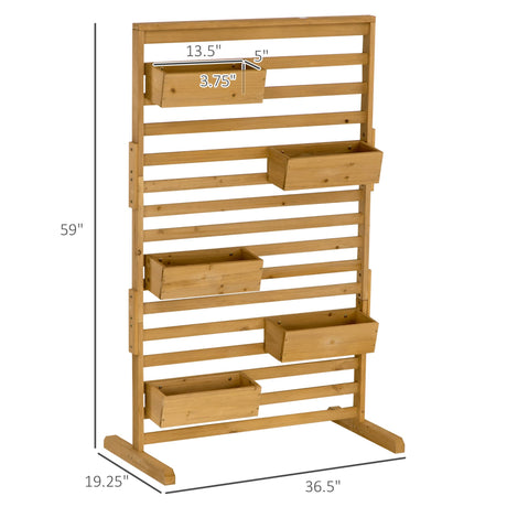 Outsunny Wooden Lattice Trellis with 5 Hanging Planter Boxes, Freestanding Flower Display Stand for Patio, Garden, Balcony, Porch Outsunny