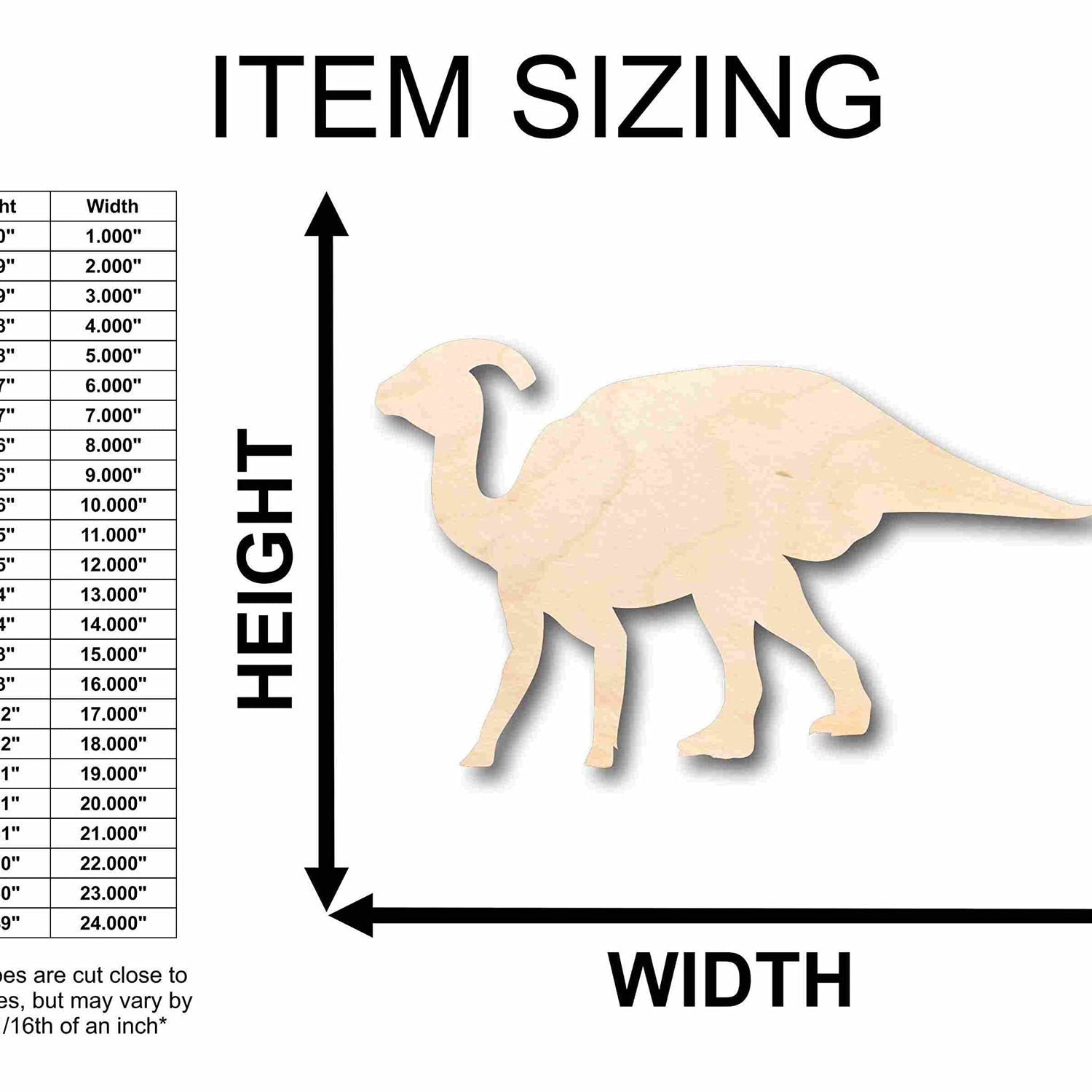 Unfinished Wood Hadrosaurid Duck Bill Dinosaur Silhouette - Craft- up to 24" DIY 5" / 1/8" 24 Hour Crafts