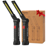 Coquimbo Tool Gifts for Men, Rechargeable LED Work Light Grill Light with Magnetic Base 5 Modes 360° Rotate (2Pack Black) Coquimbo