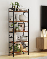 CosyStar Rustic Industrial 5-Tier Adjustable Bookcase with Metal Frame CosyStar
