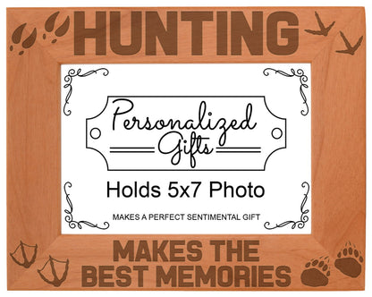 ThisWear Hunting Gifts Hunting Makes the Best Memories Hunter Gifts Wood Engraved 5x7 Landscape Picture Frame - WoodArtSupply