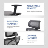 FLEXISPOT OC3B Ergonomic Executive Mesh Office Task Chair Swivel Height Adjustable Seat Headrest Armrest Lumbar Support Caster Wheels For Computer FLEXISPOT