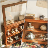 NUOBESTY Wooden Display Cabinet Collectible Display Shelves Box Wood Freestanding Box Cup Display Shadow Box Home Decoration NUOBESTY