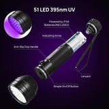 UV Flashlight Black Light, Consciot 51 LED 395nm Ultraviolet Blacklight, Portable Torch Light Pet Urine Detector for Dog/Cat Urine, Dry Stains, Bed Consciot
