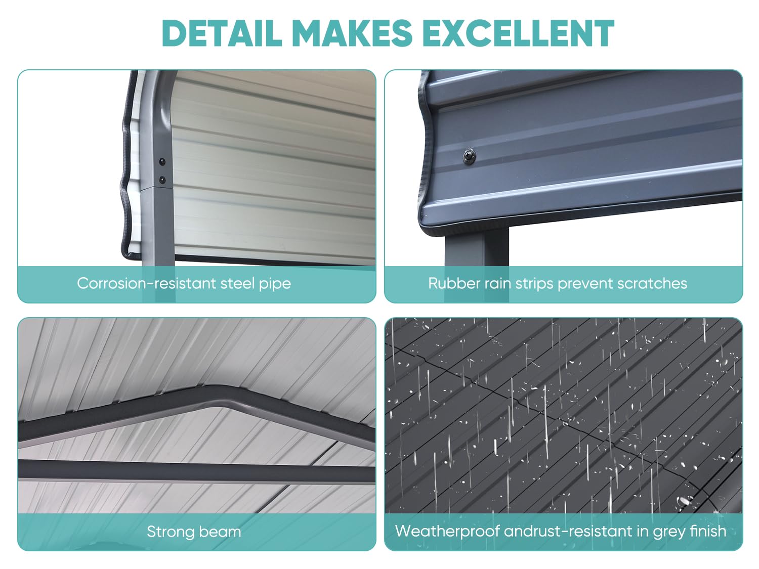 12x20 Metal Heavy Duty Carport - 5 Cases Outdoor Canopy with Galvanized Steel Roof and Metal Carport Kits,Multi-Purpose Extra Large Shade Garage Sannwsg