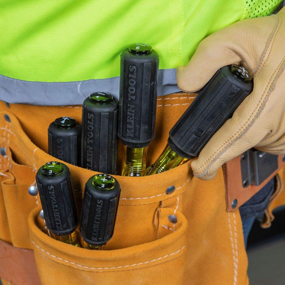 Klein Tools 85074 Screwdriver Set 6-Piece Includes 3 All-Purpose Flathead, 3 Phillips, Cushion Grip Comfort, Precision Machined Screwdrivers Klein Tools