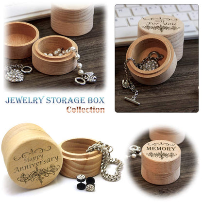 Hometu Personalized Customized Wooden Jewelry Box Laser Engraving Custom Text Wood Gift Storage Box Ring Earrings Necklace Case for Women Men