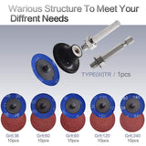 NYXCL Miroku 50Pcs Mixup 2 inch roll Lock Quick Change Discs Set, A/O Sanding Discs with 1/4" Holder, for Die Grinder Surface Prep Strip Grind Polish NYXCL