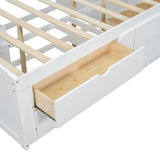 Loisall Wood Daybed with 2 Bedside Cabinets, Full Size Bed Frame with Upper Shelves and 4 Drawers for Bedroom,No Box Spring Needed (White) Loisall