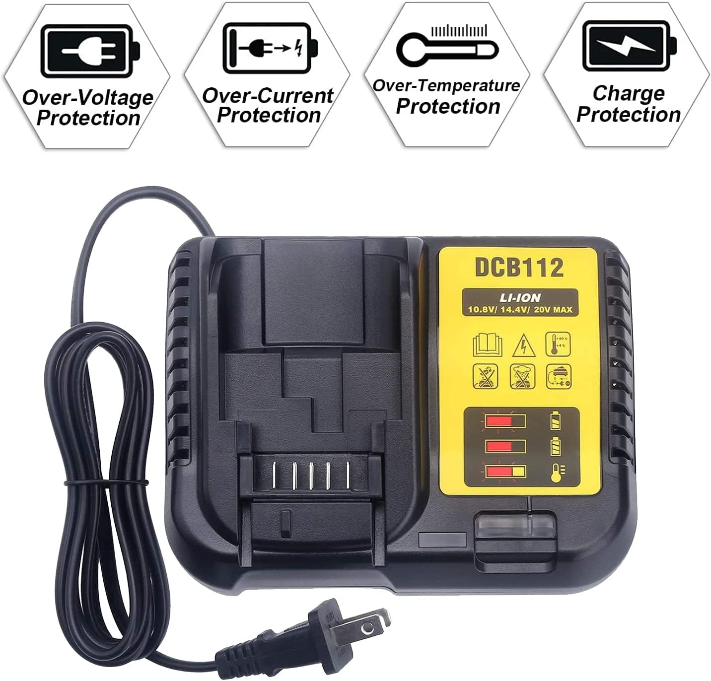 Qbmel DCB112 Rapid Charger Replacement for dewalt 12V-20V MAX Lithium Battery Charger - WoodArtSupply