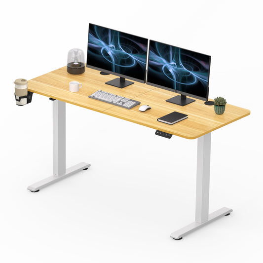 FitStand Adjustable Stand Up Desk with Memory Preset, Standing Desk 63 x 30 Inch Electric Stand Up Desk Home Office Desk Computer Workstation Sit - WoodArtSupply