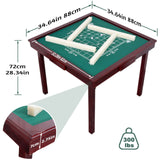 MJTABLE Wooden Mahjong Table, 35" Folding Square Card Tables, Wear-Resistant Nylon Desktop, Board Game Domino Table, Poker Cards, Mahjong, Board MJTABLE