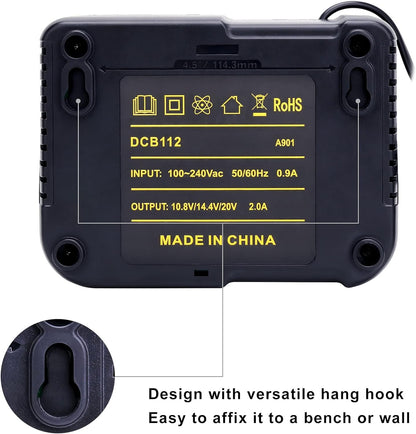 Qbmel DCB112 Rapid Charger Replacement for dewalt 12V-20V MAX Lithium Battery Charger - WoodArtSupply