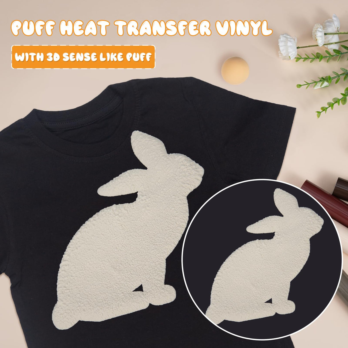 HTVRONT Auto Heat Press Machine for T Shirts - Heat Press 15x15 & HTVRONT Skin Tone Puff Vinyl Heat Transfer - 9Pcs HTVRONT