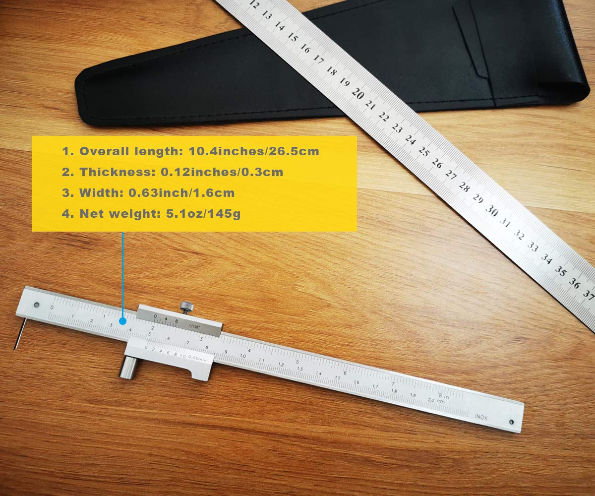 ZLKSKER Parallel Crossed Caliper 0-20cm (0-8 inch) with 2 Carbide Scriber/Needle, Stainless Steel Vernier Calipers, Marking Gauge, Marking Tool - WoodArtSupply