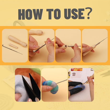 JUPEAN Needle Felting Kit, Wool Roving (5g/Color), Complete Needle Felting Starter Kit with Basic Felt Tools and Supplies Wool Fibre Spinning Craft JUPEAN