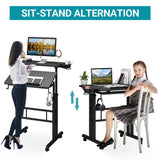 Klvied Adjustable Height Standing Desk with Cup Holder, Portable and Easy to Move, Ideal for Home or Office, Black Klvied