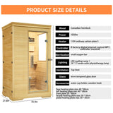 Zugoni 1 Person Mini Far Infrared Sauna Room, Wood Side-Opening Indoor Sauna Low EMF 5 Heating Panels 1050W Infrared Therapy for Personal Wooden Dry Zugoni