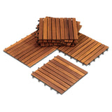 Solid Wood Interlocking Flooring Tiles (Pack of 10, 12" x 12"), Solid Wood Deck Tiles Interlocking, Patio Tiles Outdoor Interlocking Waterproof All LOAQUA