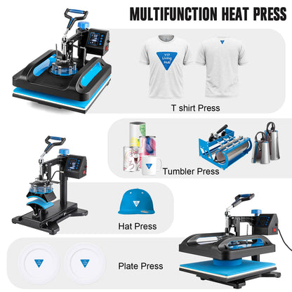 Topdeep Pro Heat Press 15x12 Inch, 8 in 1 Heat Press Machine with 30 OZ Tumbler Press, Swing Away T Shirt Pressing Machine, Combo Tumbler Heat Press