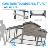 PetsCosset Chicken Coop Wooden Backyard Hen House - Indoor Outdoor for 2-3 Chickens, 2 Story Poultry Cage with Run, Chicken Nesting Box, Pull Out PetsCosset