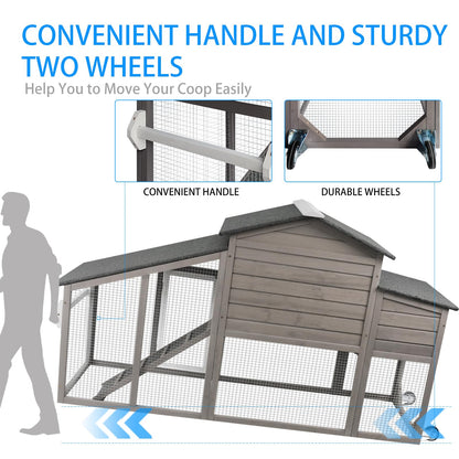 PetsCosset Chicken Coop Wooden Backyard Hen House - Indoor Outdoor for 2-3 Chickens, 2 Story Poultry Cage with Run, Chicken Nesting Box, Pull Out - WoodArtSupply