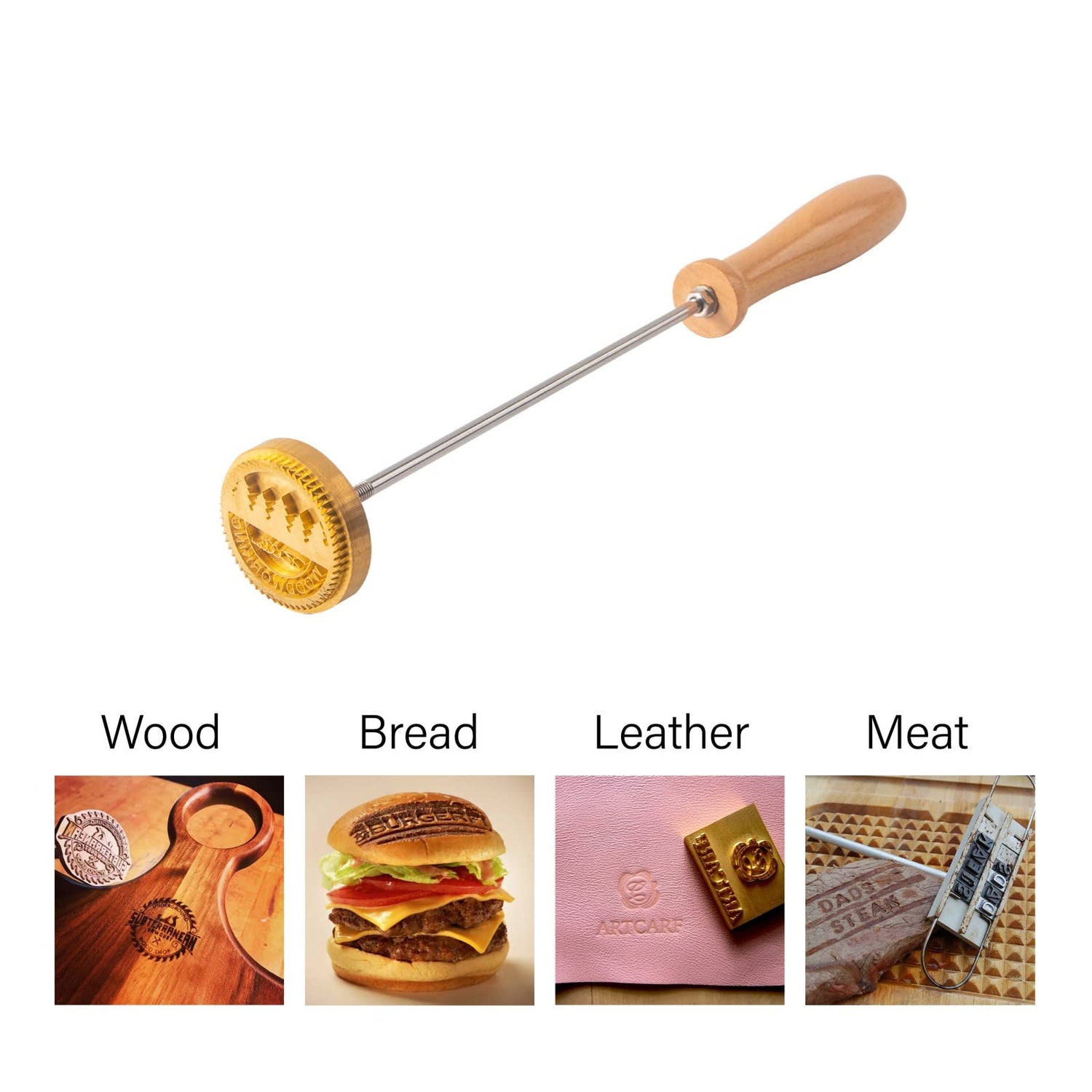 Personalised Deironply Wood Branding Iron - Custom Brass Stamp with Handle for Unique Crafting Deironply